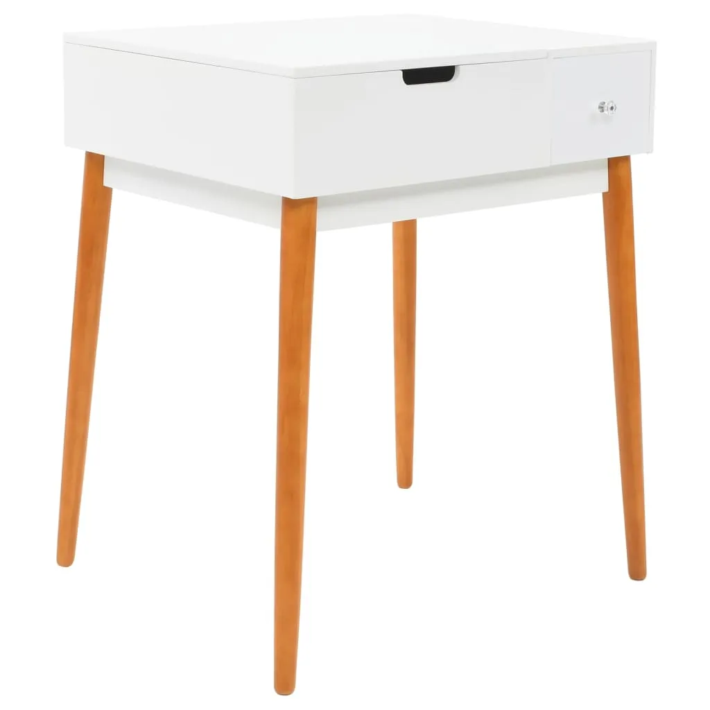 Frisiertisch 60x50x86 cm Weiß mit MDF, Glas und Massivholzbeinen
