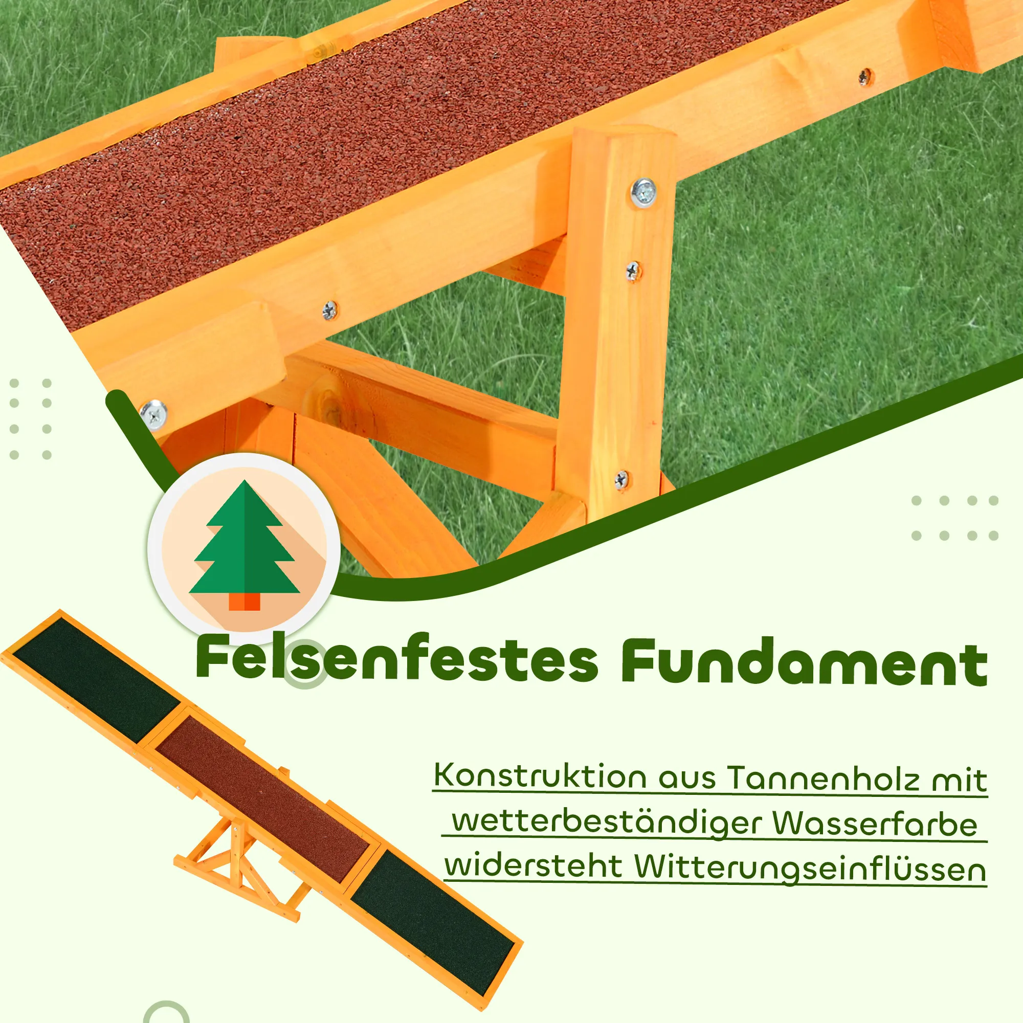 Hundewippe für Agility Training aus Tannenholz, 180 x 30 cm