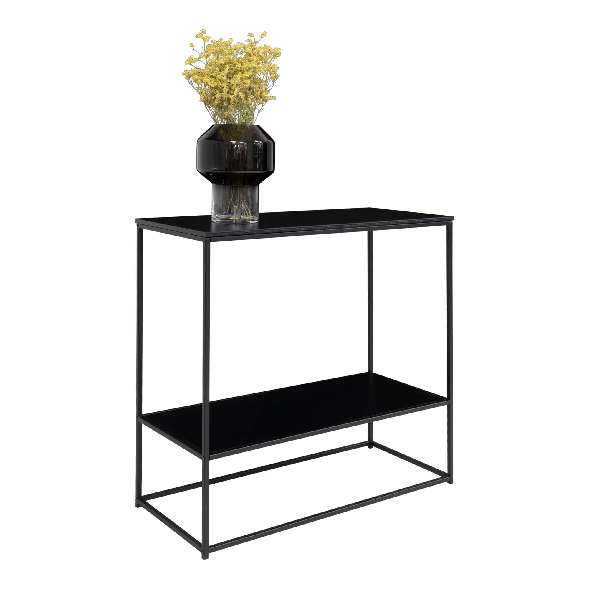 tinkaro Konsolentisch Vita 2 Regalböden 80x36x80 cm Schwarz