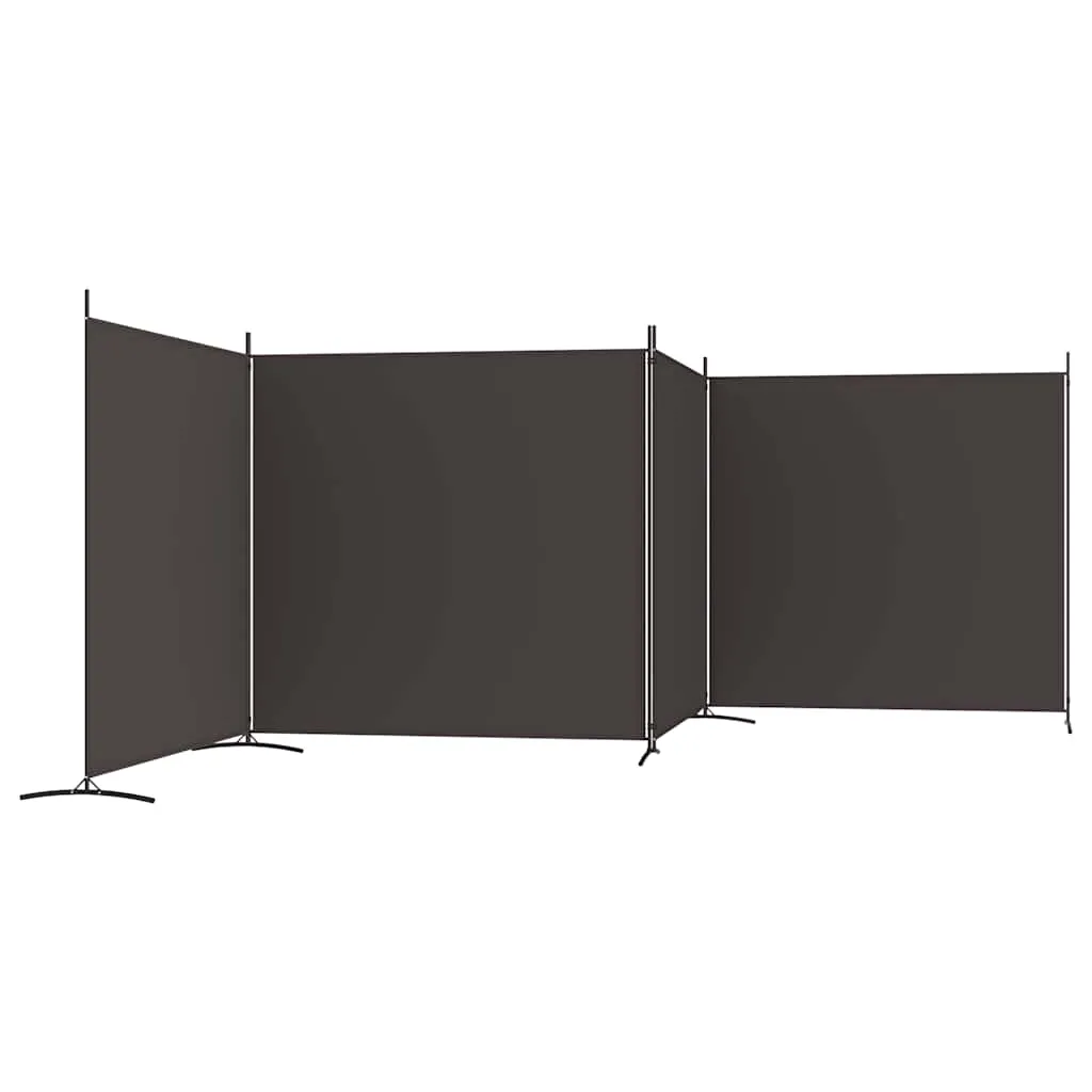 Paravent Raumteiler 698x180 cm Braun Stoff mit 4 Paneelen zusammenklappbar