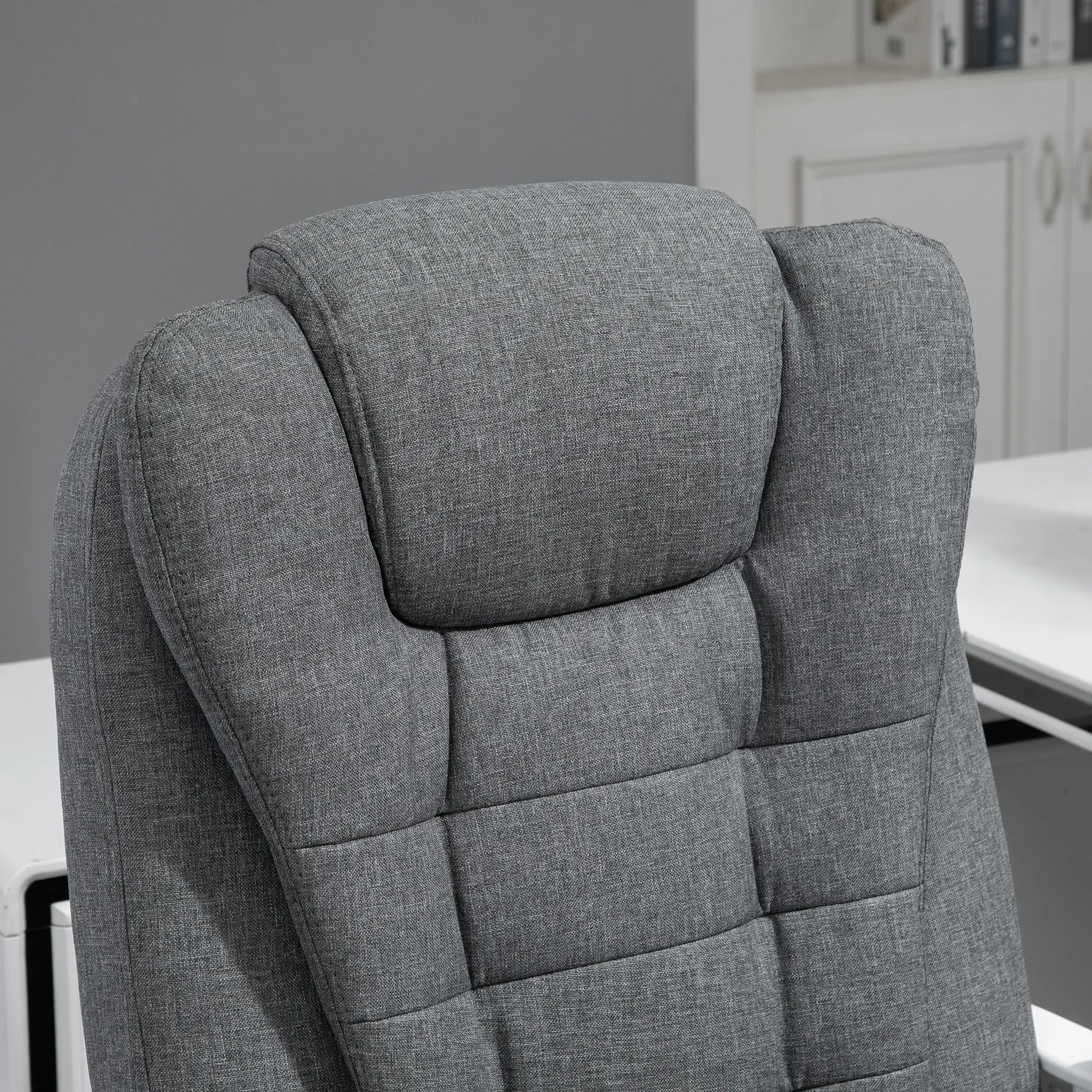 Bürostuhl Grau+Weiß 65L x 70B x 110-118H cm mit Fußstütze