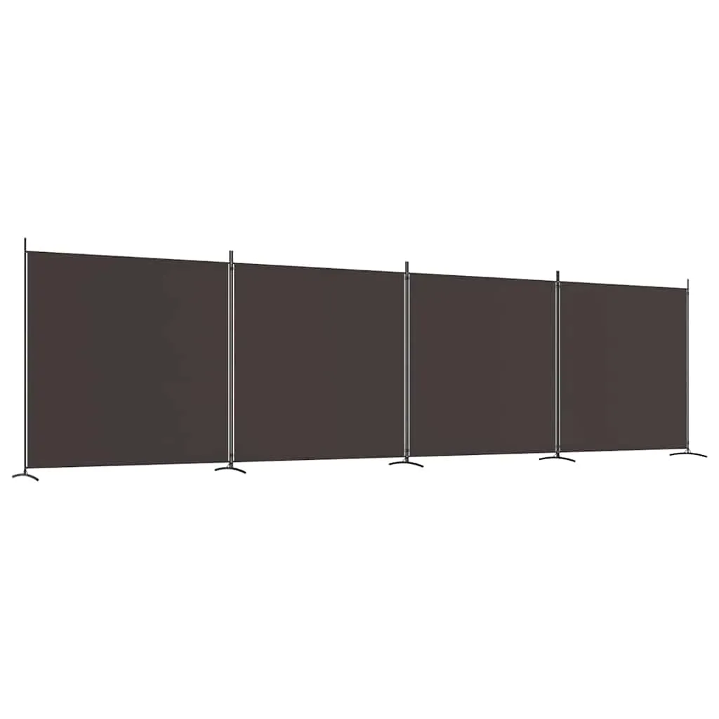 Paravent Raumteiler 698x180 cm Braun Stoff mit 4 Paneelen zusammenklappbar
