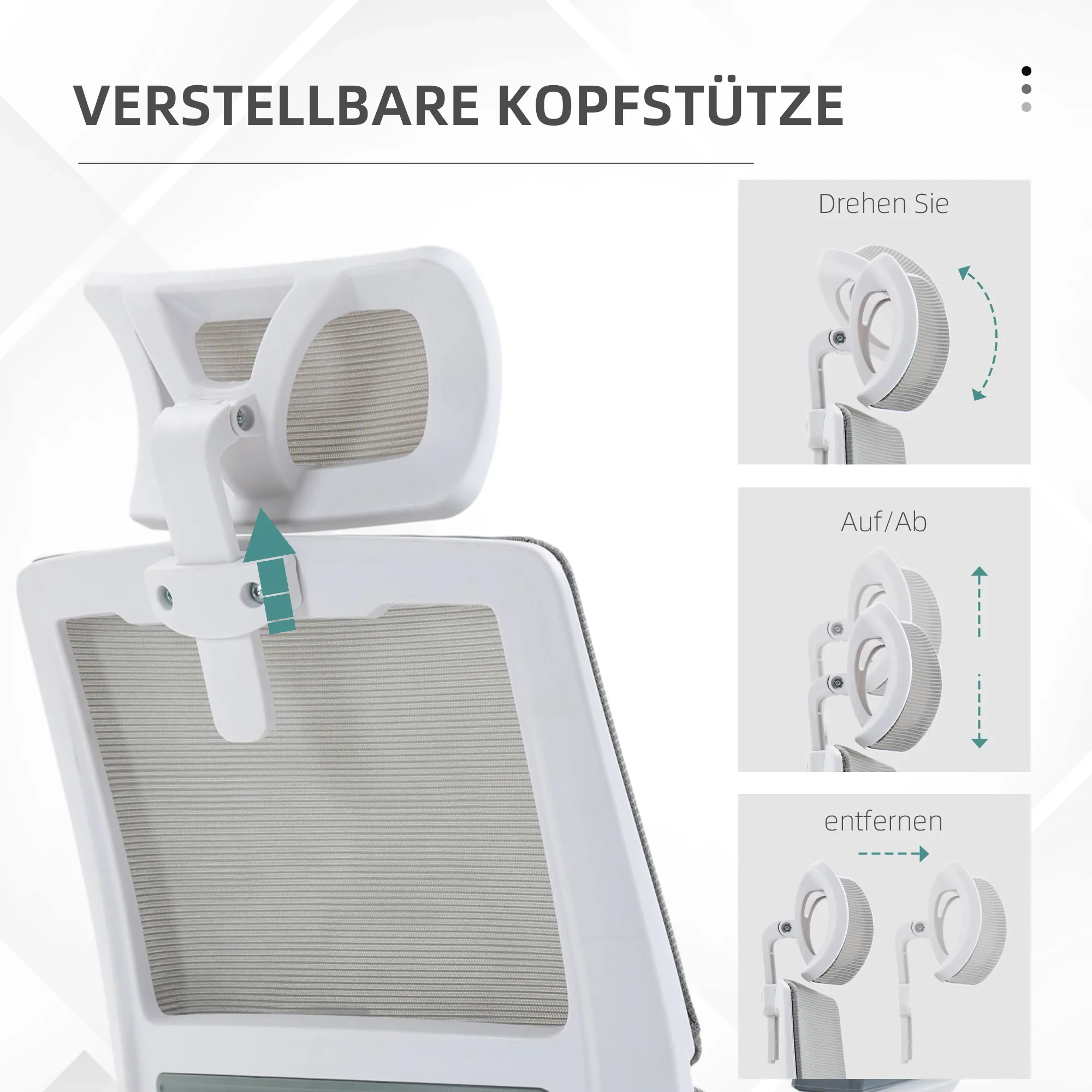 Bürostuhl Schreibtischstuhl Office-Stuhl, höhenverstellbar, 1 Kopfstütze, 58 x 61 x 119 cm. Schwarz