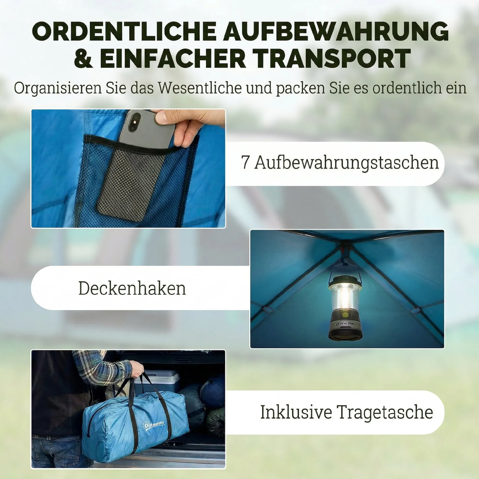 Tunnelzelt 4 Personen 565x370x200 cm Himmelblau-Grau