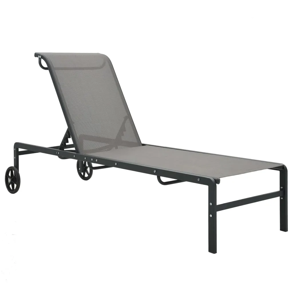 Sonnenliegen-Set Grau 208,5x59,5x38 cm mit Beistelltisch
