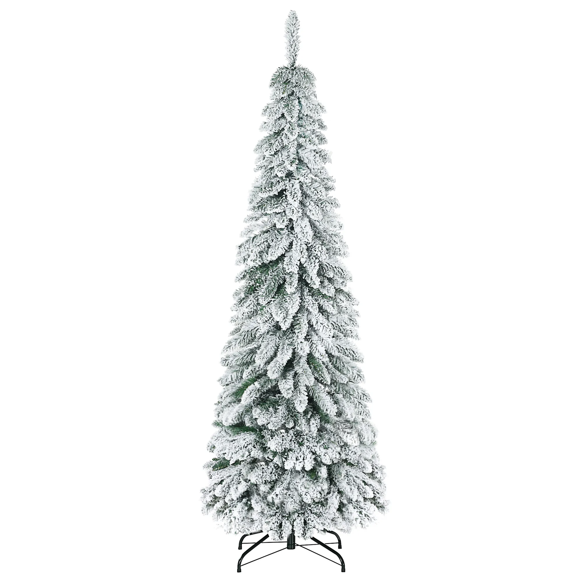 Künstlicher Weihnachtsbaum mit Kunstschnee, schlank, 180 cm, Grün