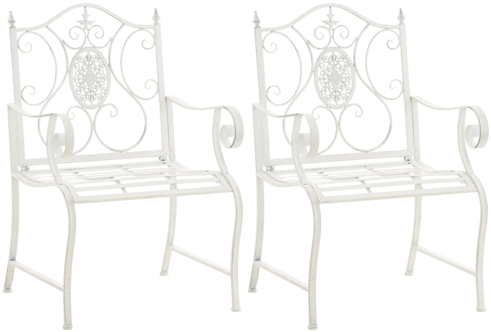 2er Set Gartenstühle Punjab 94x62x53 cm antik weiß