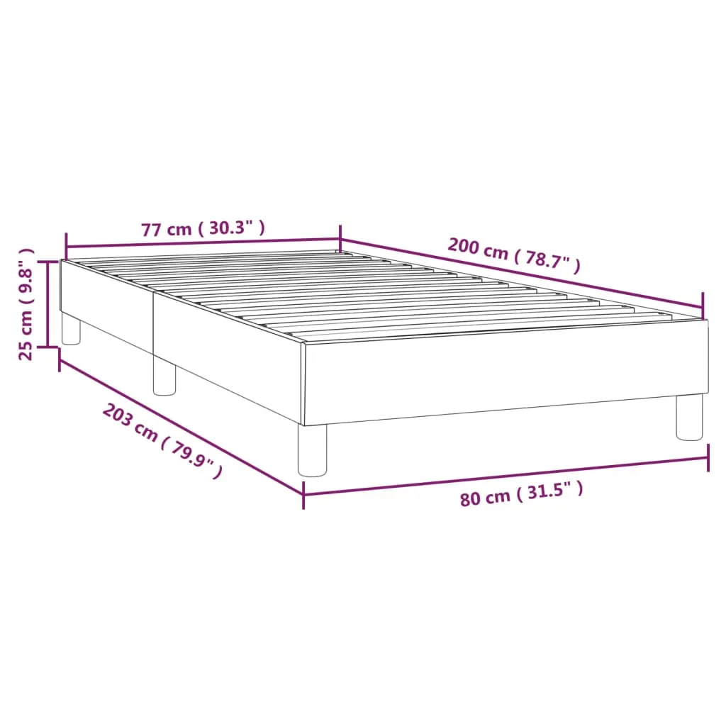 Boxspring-Bettrahmen Hellgrau 203x80x25 cm Samt, Massivholz
