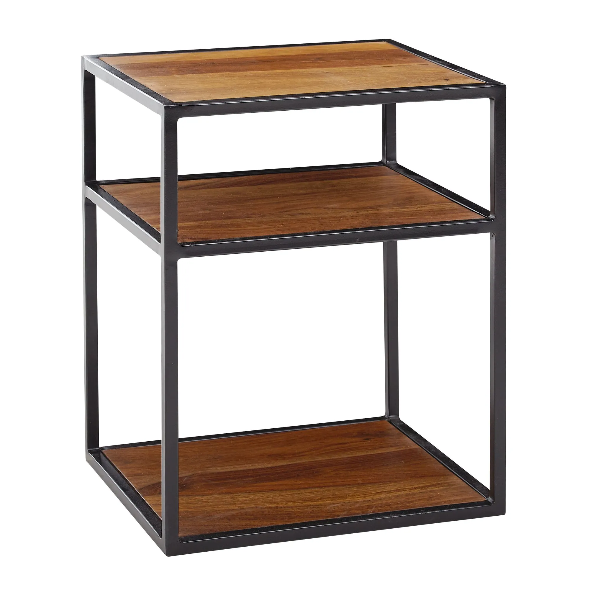 tinkaro Nachttisch eckig JUREK Sheesham Massivholz Beistelltisch Braun