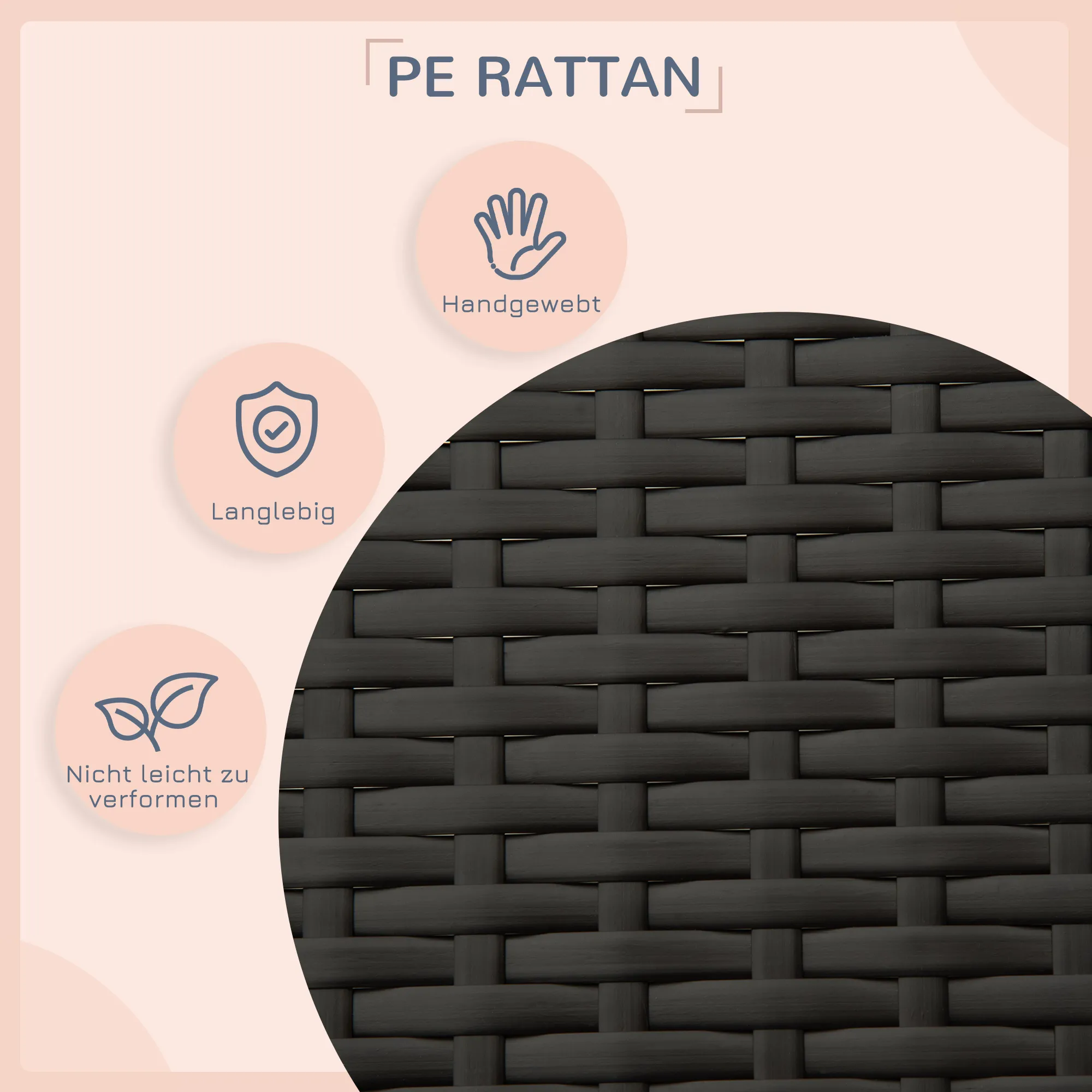 Hundeliege Outdoor mit Dach aus PE Rattan, 69 x 98 x 70 cm, Braun