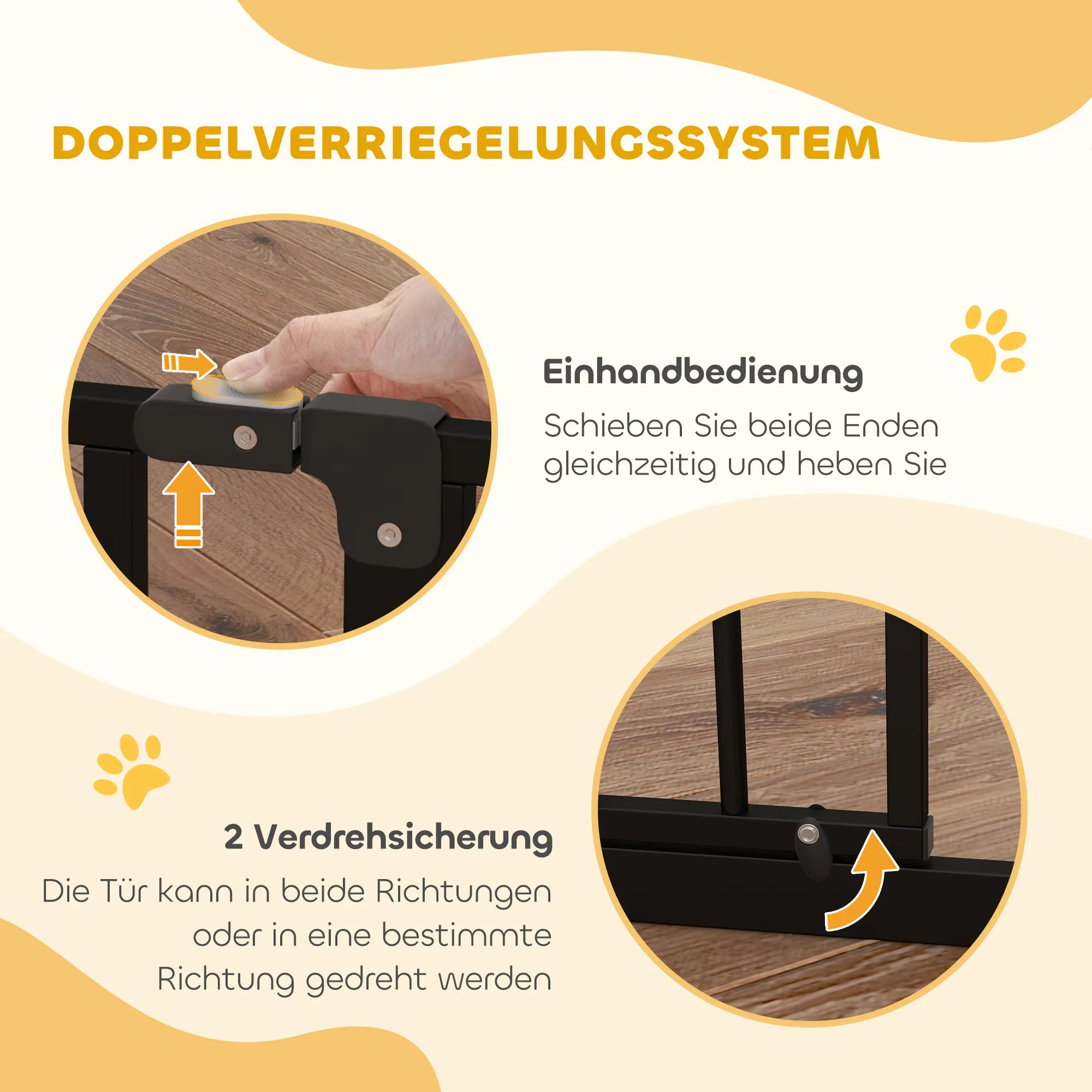 Hunde-Absperrgitter aus Stahl/ABS, verstellbar 75-115 cm, Schwarz