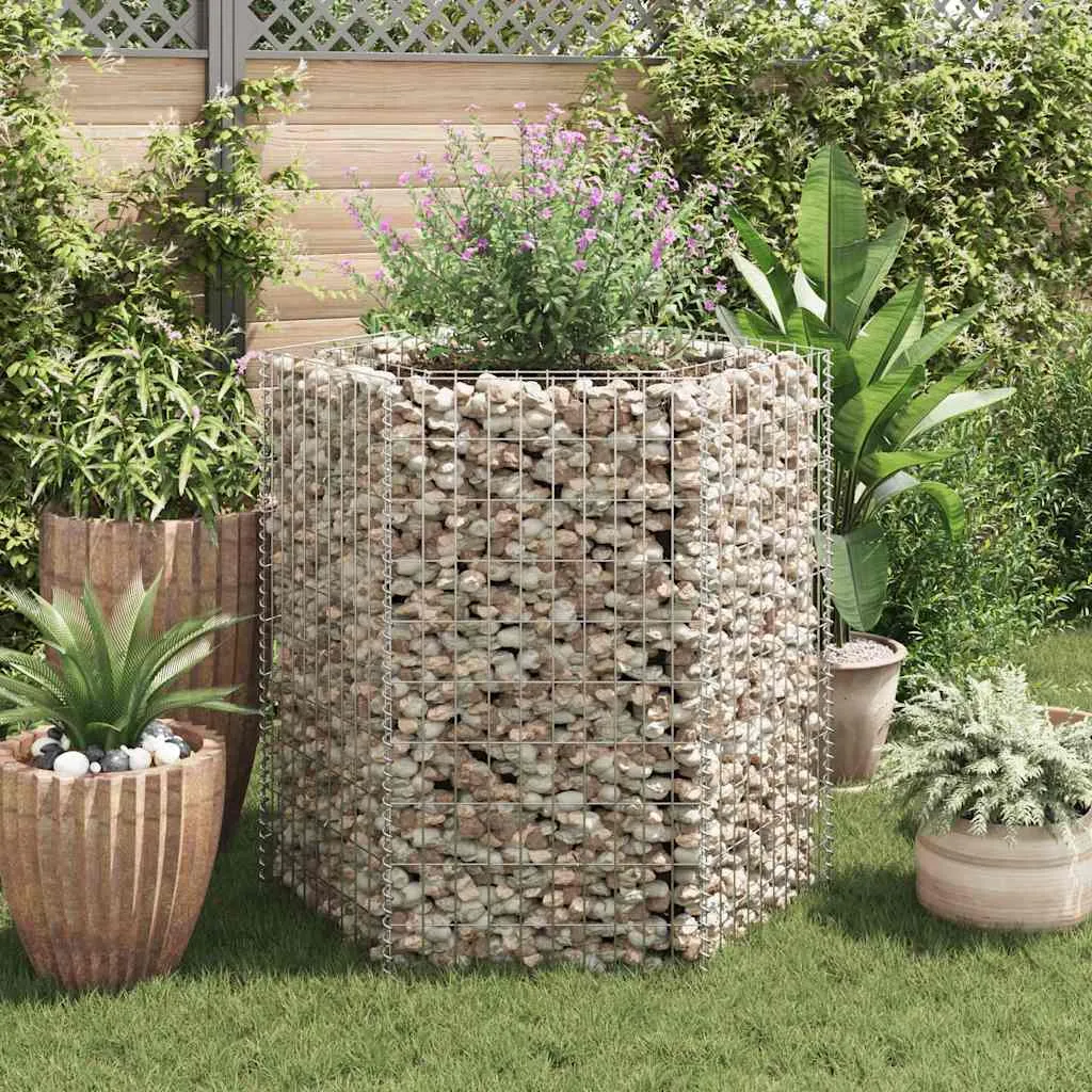 Sechseckiges Gabionen-Hochbeet 100x90x100 cm