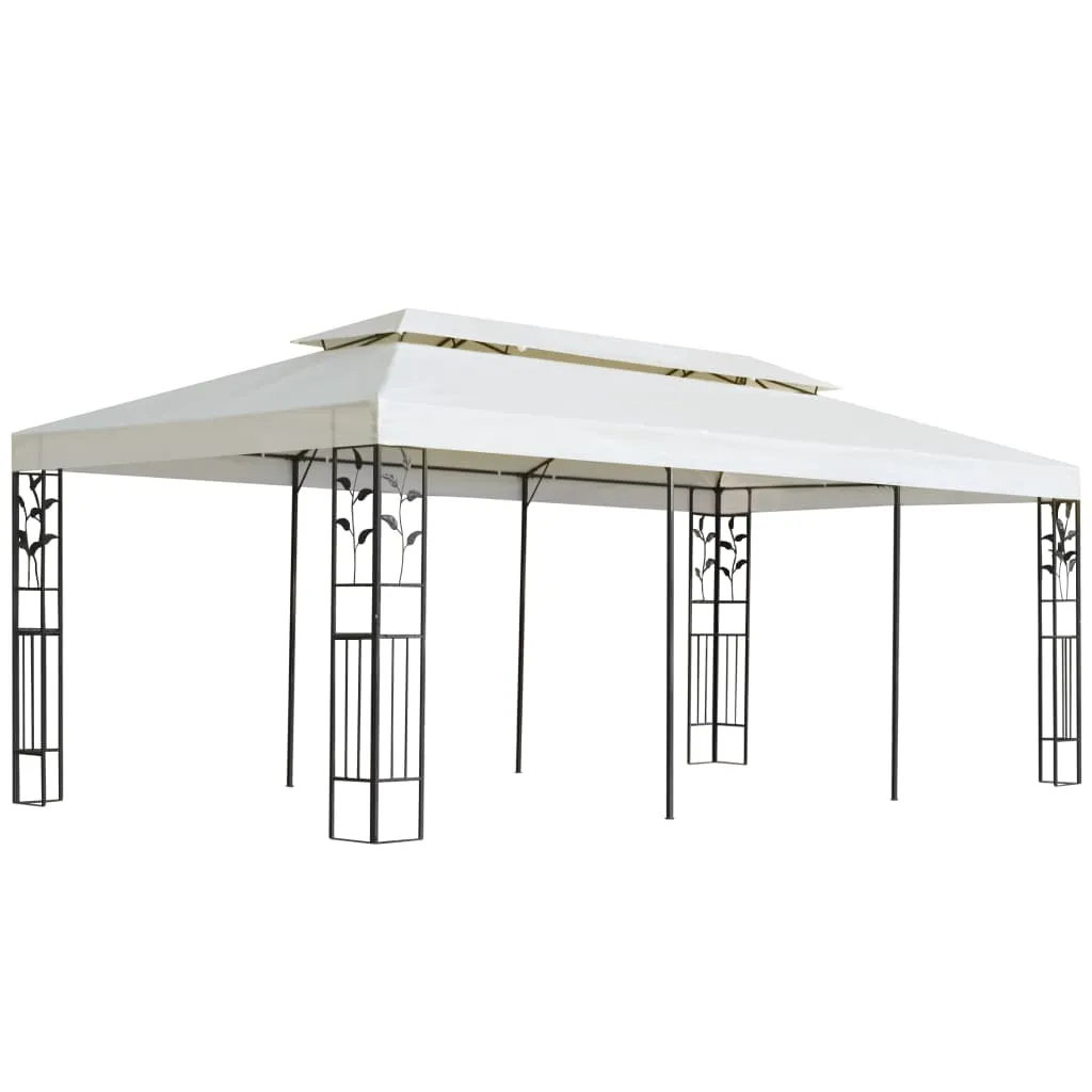 Eleganter Pavillon 6 x 3 m in Weiß mit robustem Stahlrahmen