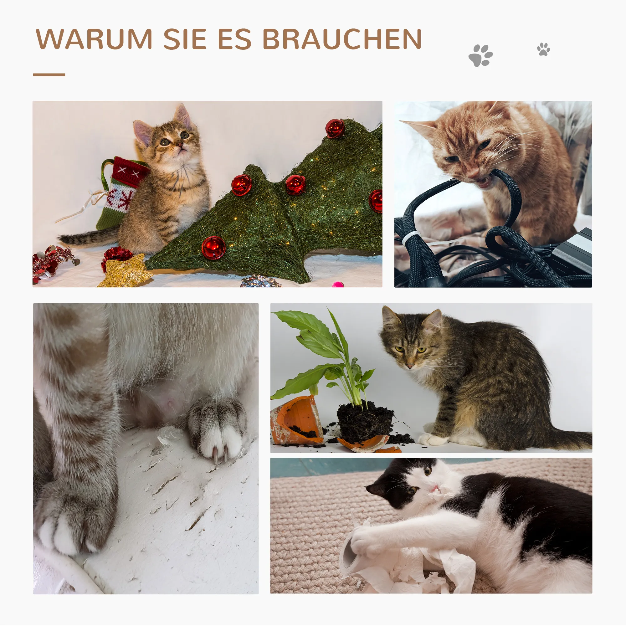 Katzenkratzbaum Natur+Beige 55L x 47B x 95H cm
