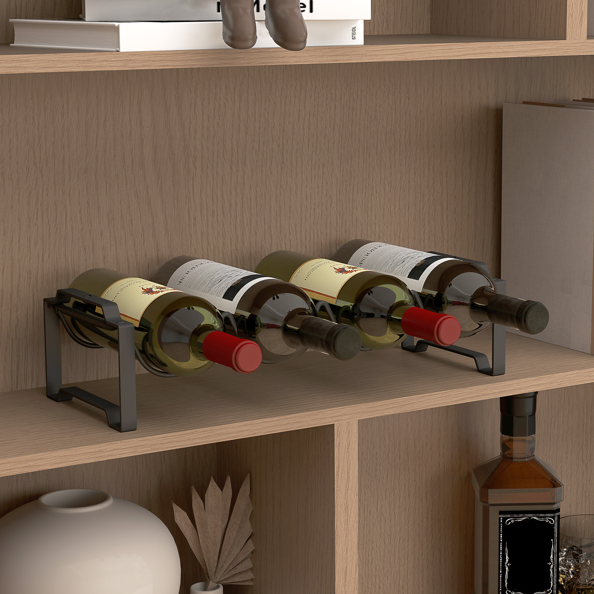 Weinregal Schwarz 42,5B x 16,5T x 41H cm für 16 Flaschen