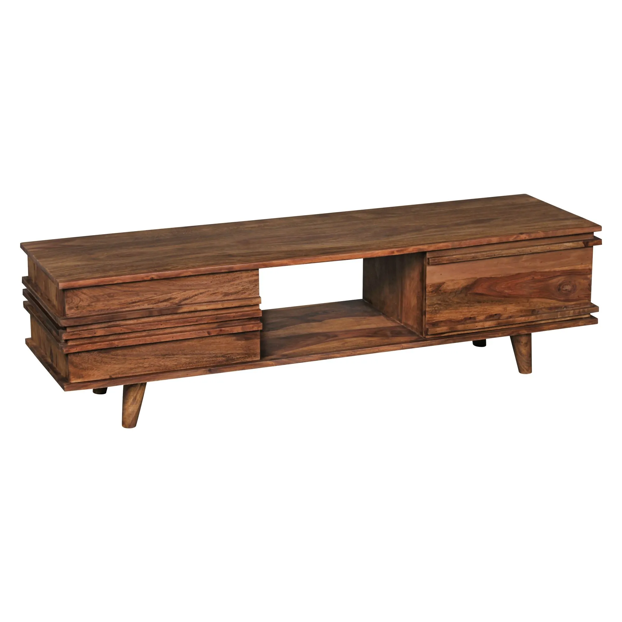 tinkaro Lowboard rechteckig ANNY Massivholz Sheesham Kommode TV-Schrank Braun
