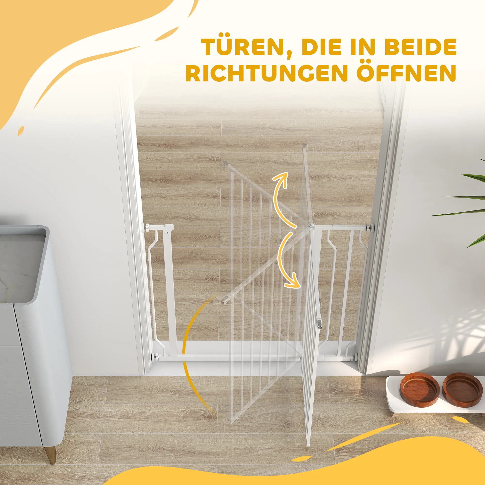 Hundeschutzgitter aus Stahl, verstellbar 75-95 cm, Weiß