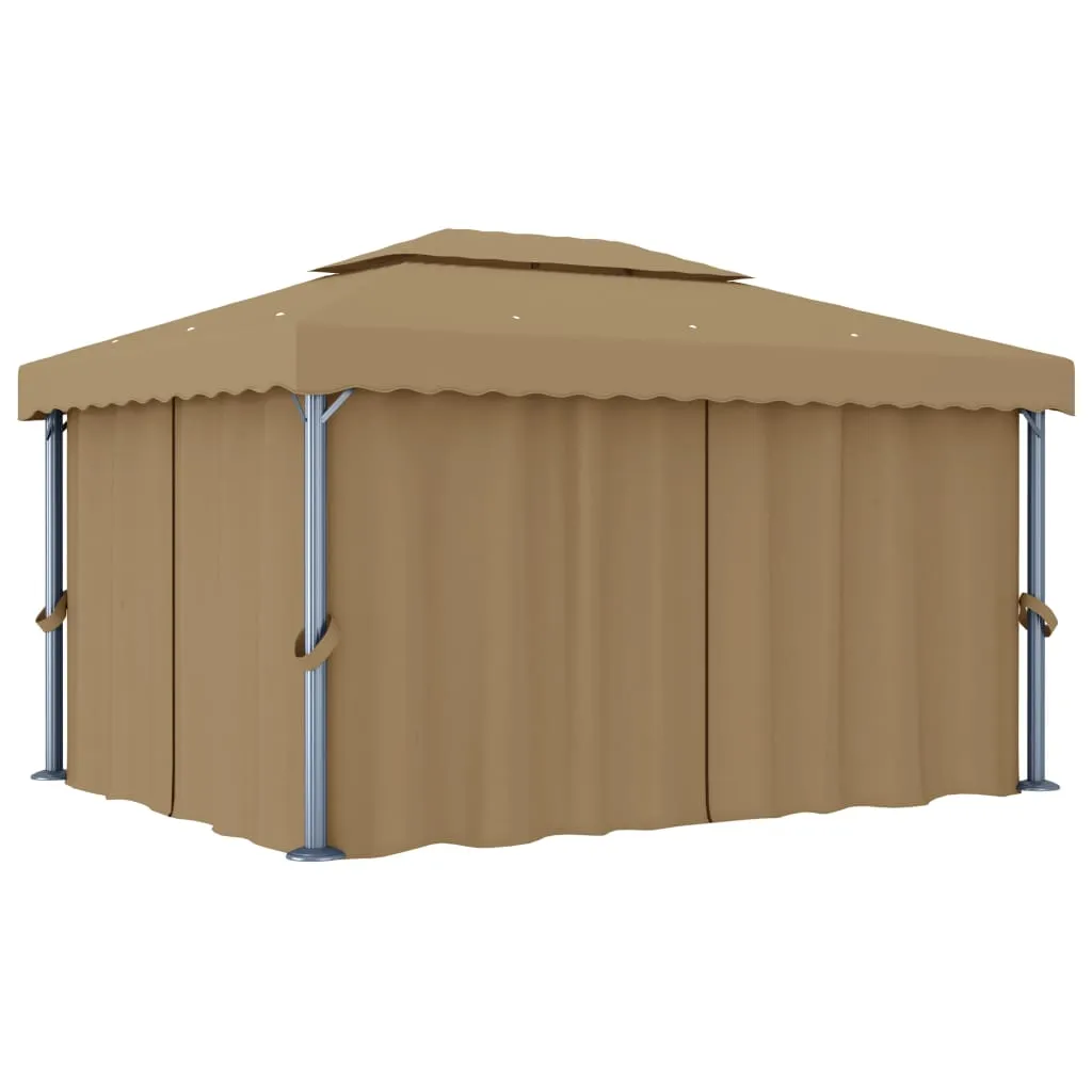Eleganter Pavillon 4 x 3 m in Taupe mit Doppeldachdesign