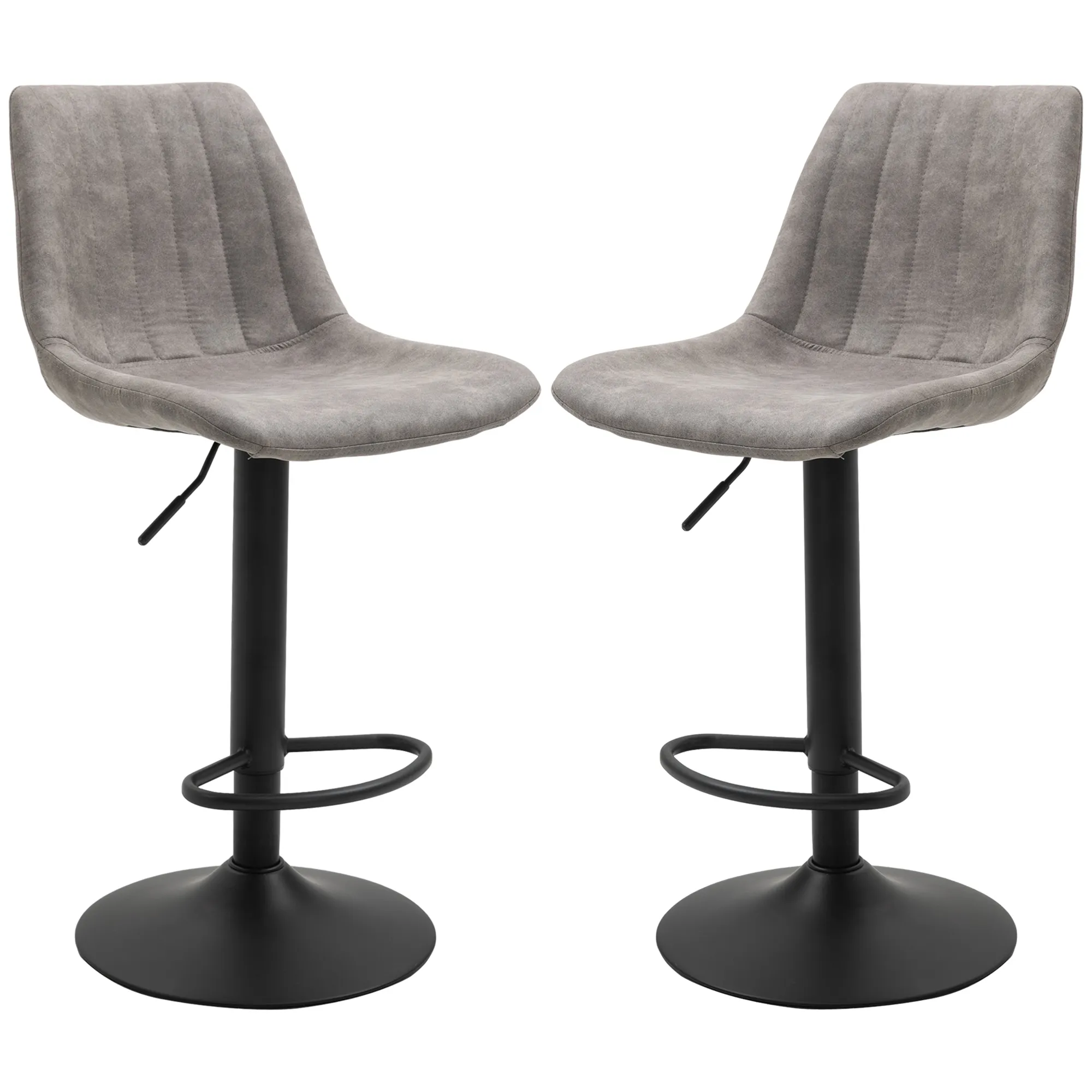 Retro Barhocker 43L x 46,5B x 89-110H cm in Grau-Schwarz