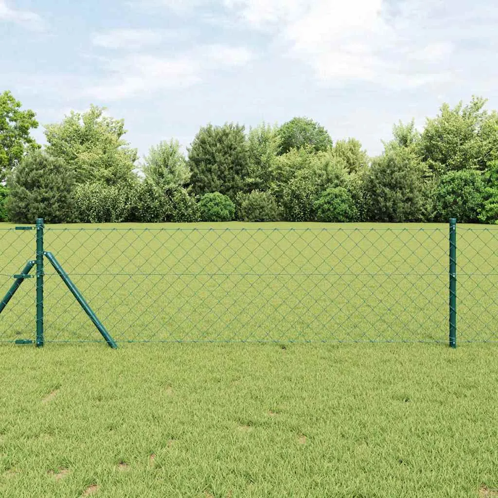 Zaunpfosten-Set Grün 2500 x 3,2 x 60 cm aus Stahl und PVC