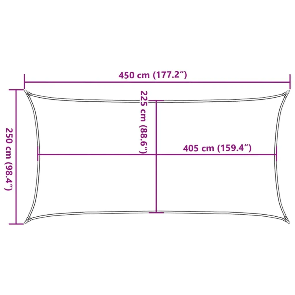 Beige HDPE-Sonnensegel 2,5 x 4,5 m - Rechteckig mit UV-Schutz