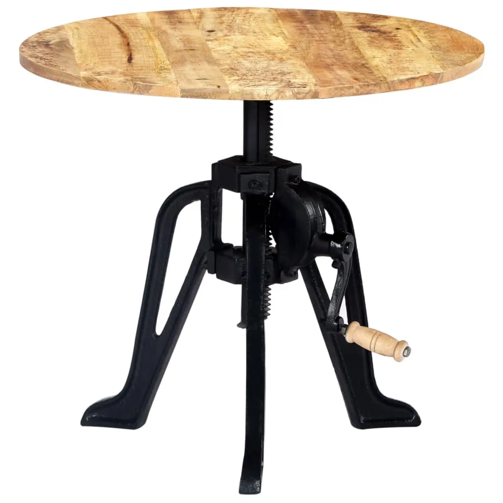 Beistelltisch aus Vollholz mit Gusseisenbasis, 60 x (46-63) cm