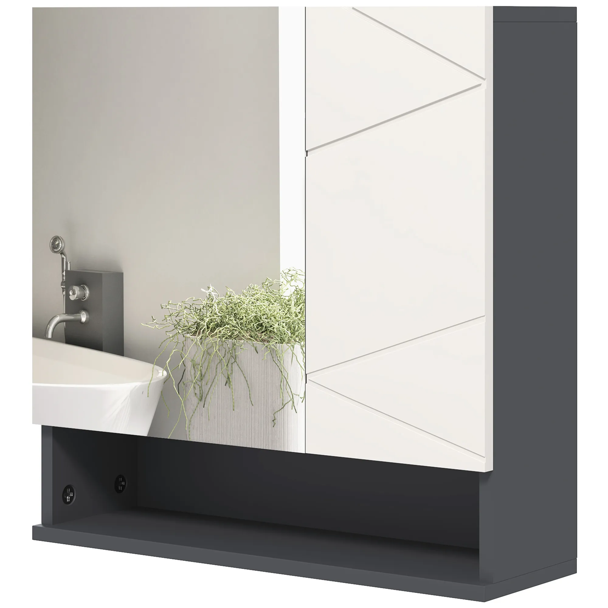 Dunkelgrauer Badezimmer-Wandschrank 55B x 17T x 55H cm