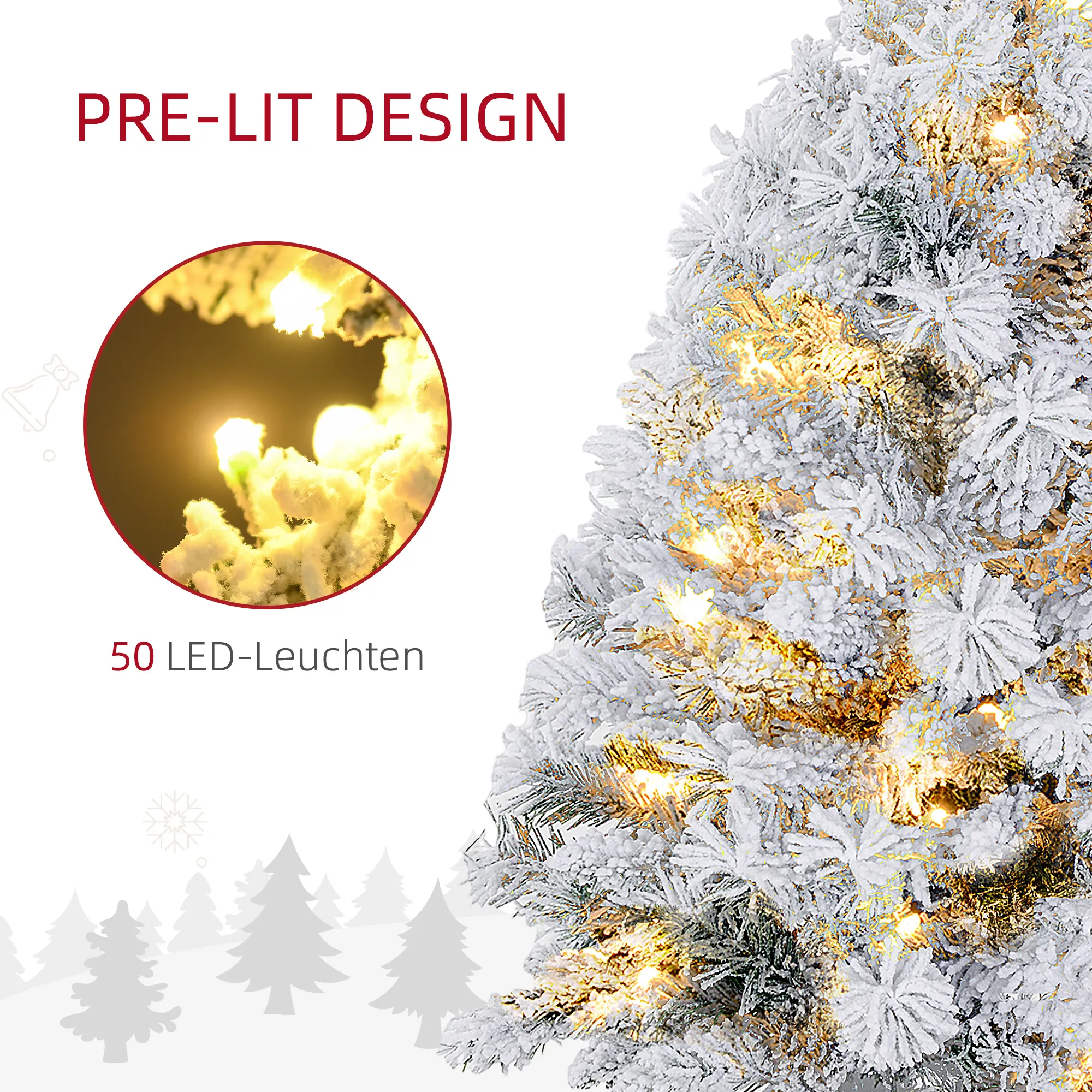 LED-Weihnachtsbaum 92 cm mit Schneezweigen und Betonfuß, Grün