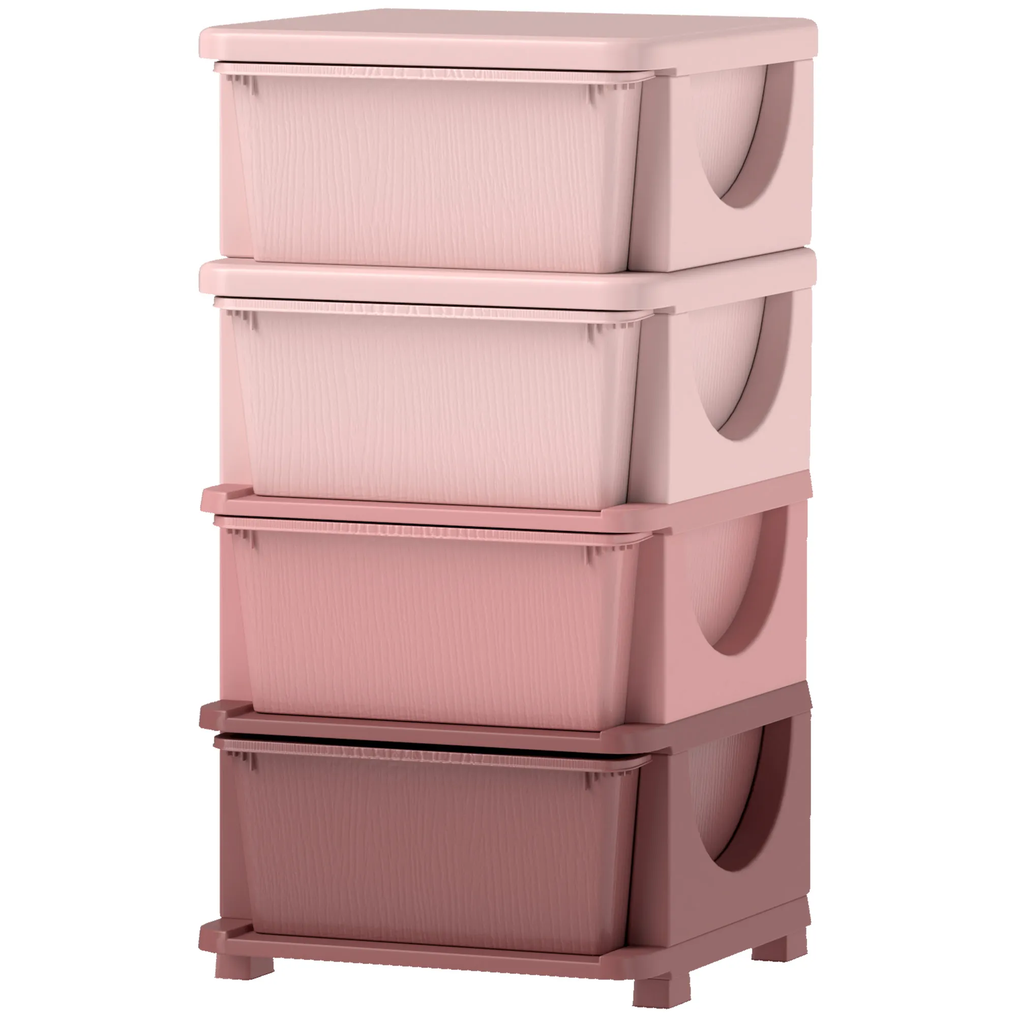 Aufbewahrungsbox Rosa 37L x 37B x 76H cm mit 4 Schubladen