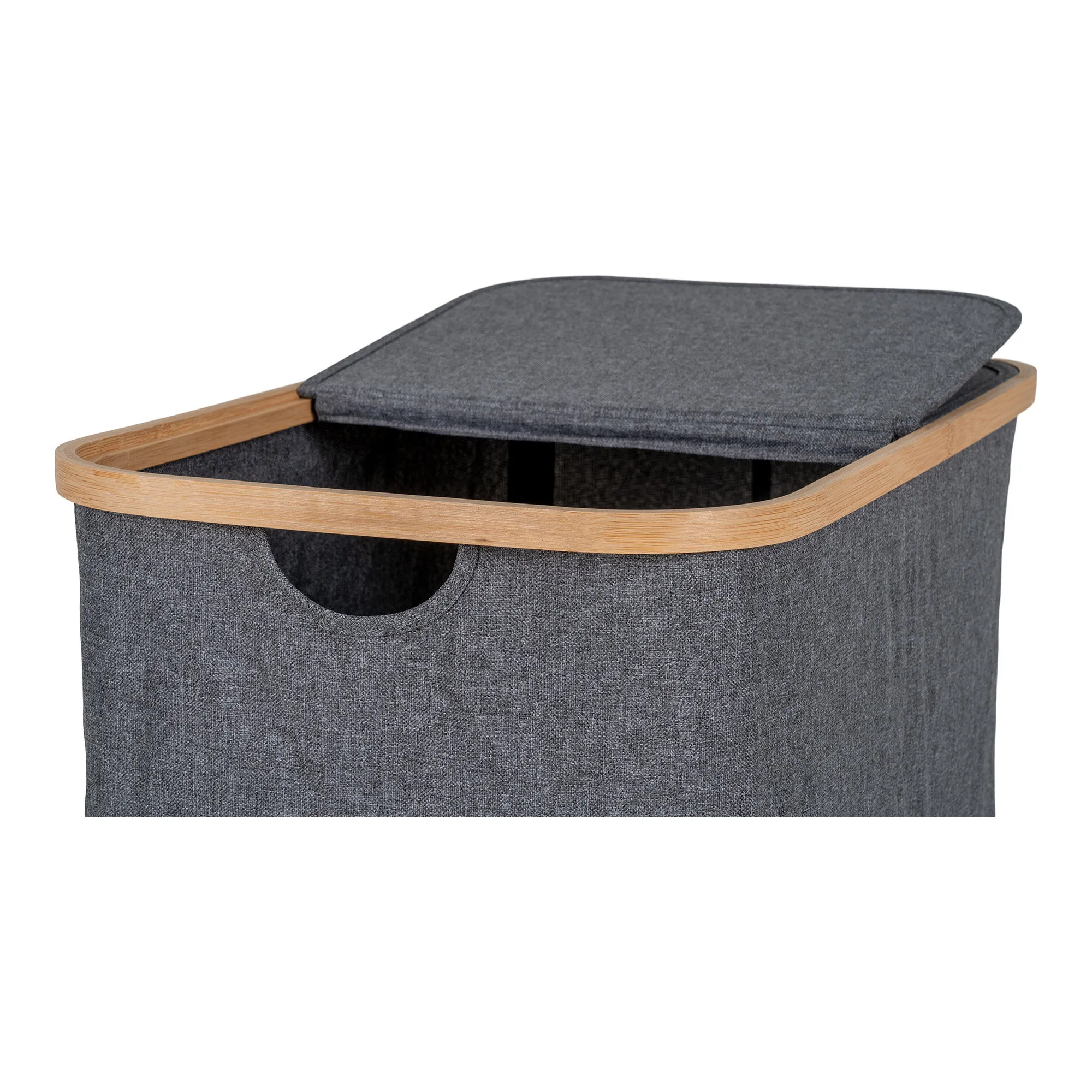 tinkaro Wäschekorb Noto Bambus/Textil 54x33x54 cm Dunkelgrau