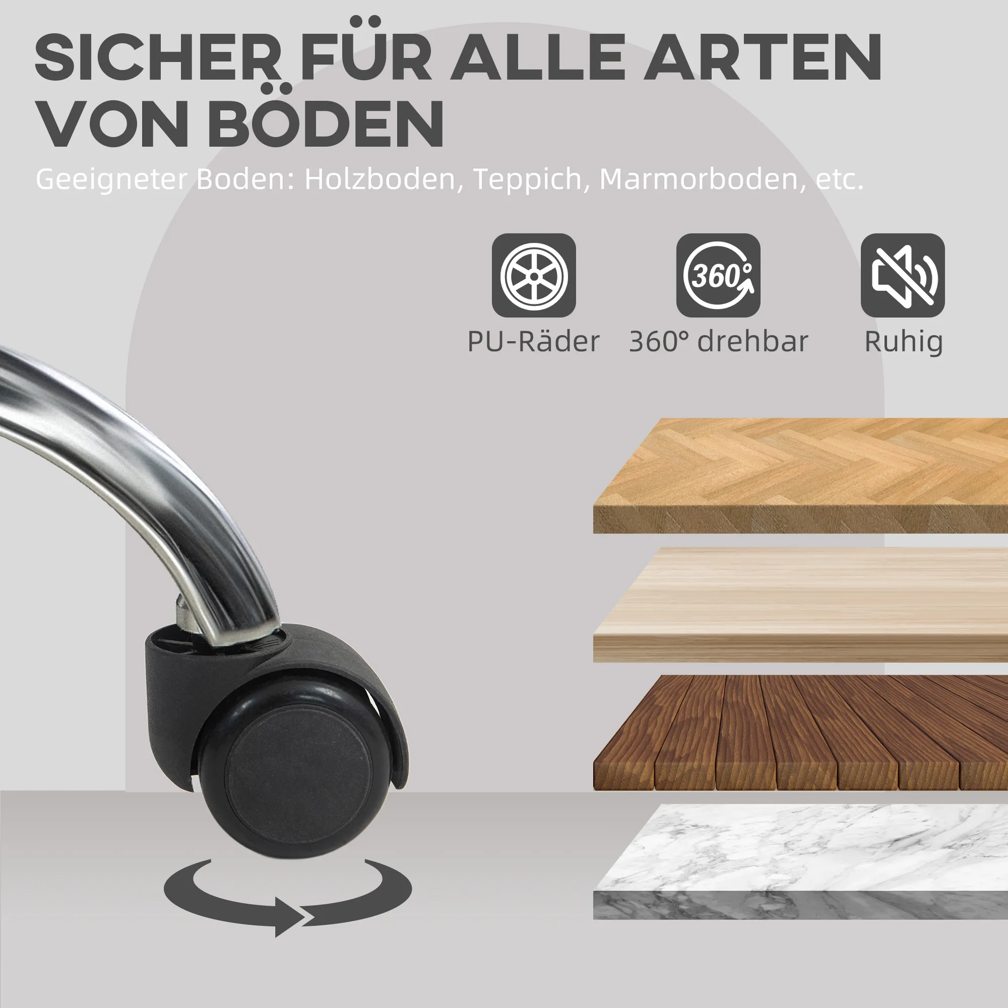 Homeoffice Stuhl, Ergonomisch Schreibtischstuhl mit Wippfunktion, Teddysamtoptik 56 x 61 x 86 cm Grau