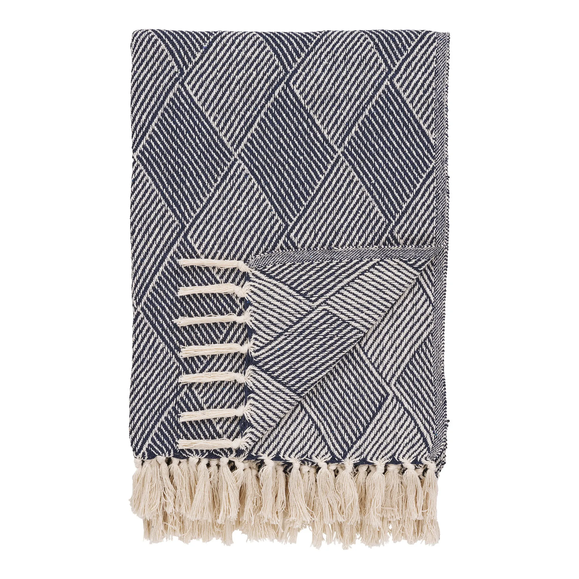 tinkaro Izmir Plaid Wolldecke 180 x 130 cm Blau