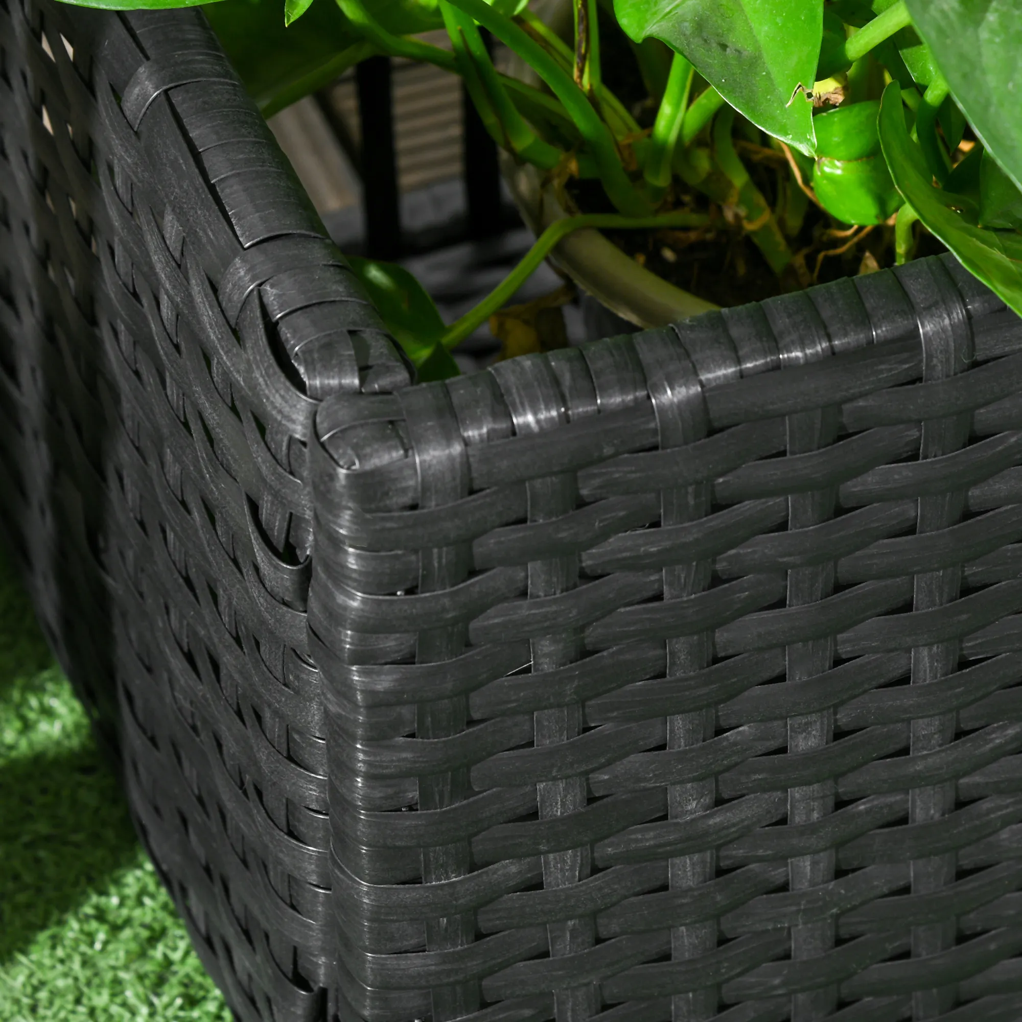 Rechteckiger Blumenkasten mit Gitter 103x103x29 cm Schwarz