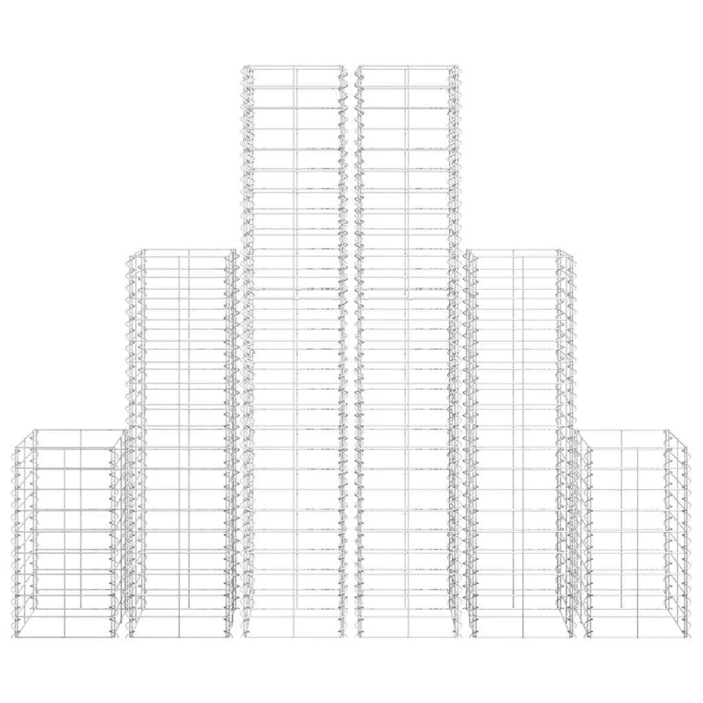 Gabionenkorb-Set verzinkter Stahl 25x25x50/100/150 cm, 6-teilig