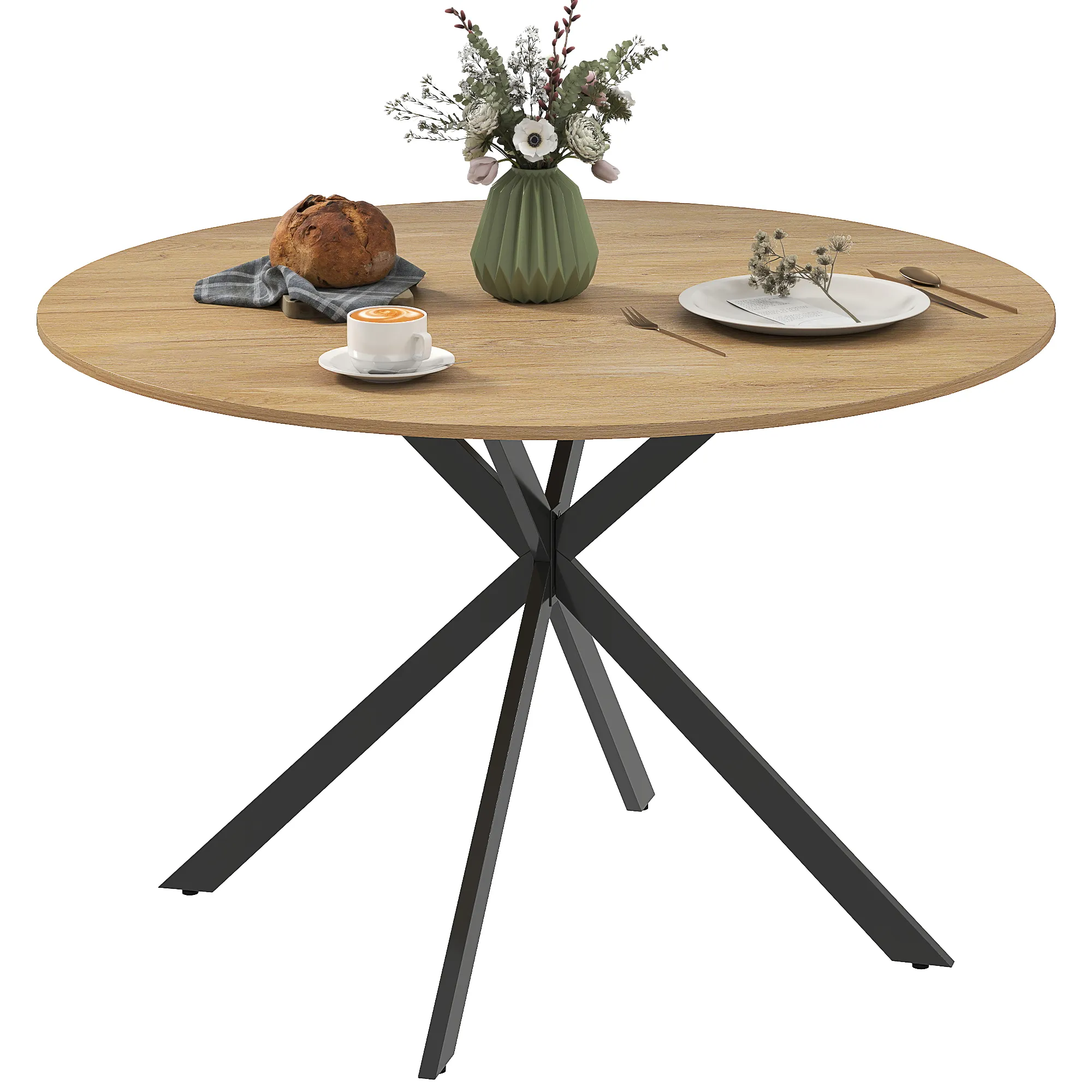 Runder Esstisch Ø120 cm in Holzoptik für 4 Personen