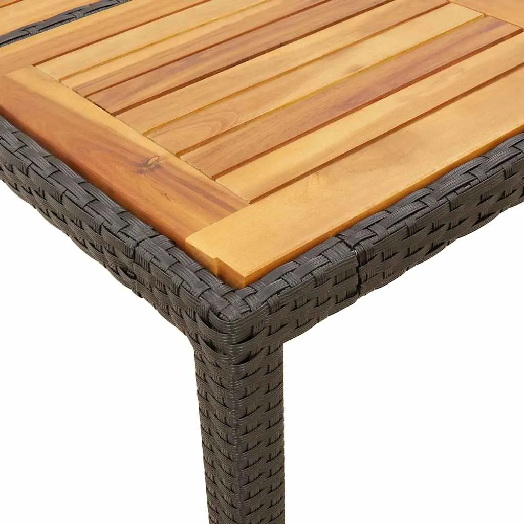 Gartentisch mit Echtholz-Tischplatte 190x90x75 cm Schwarz