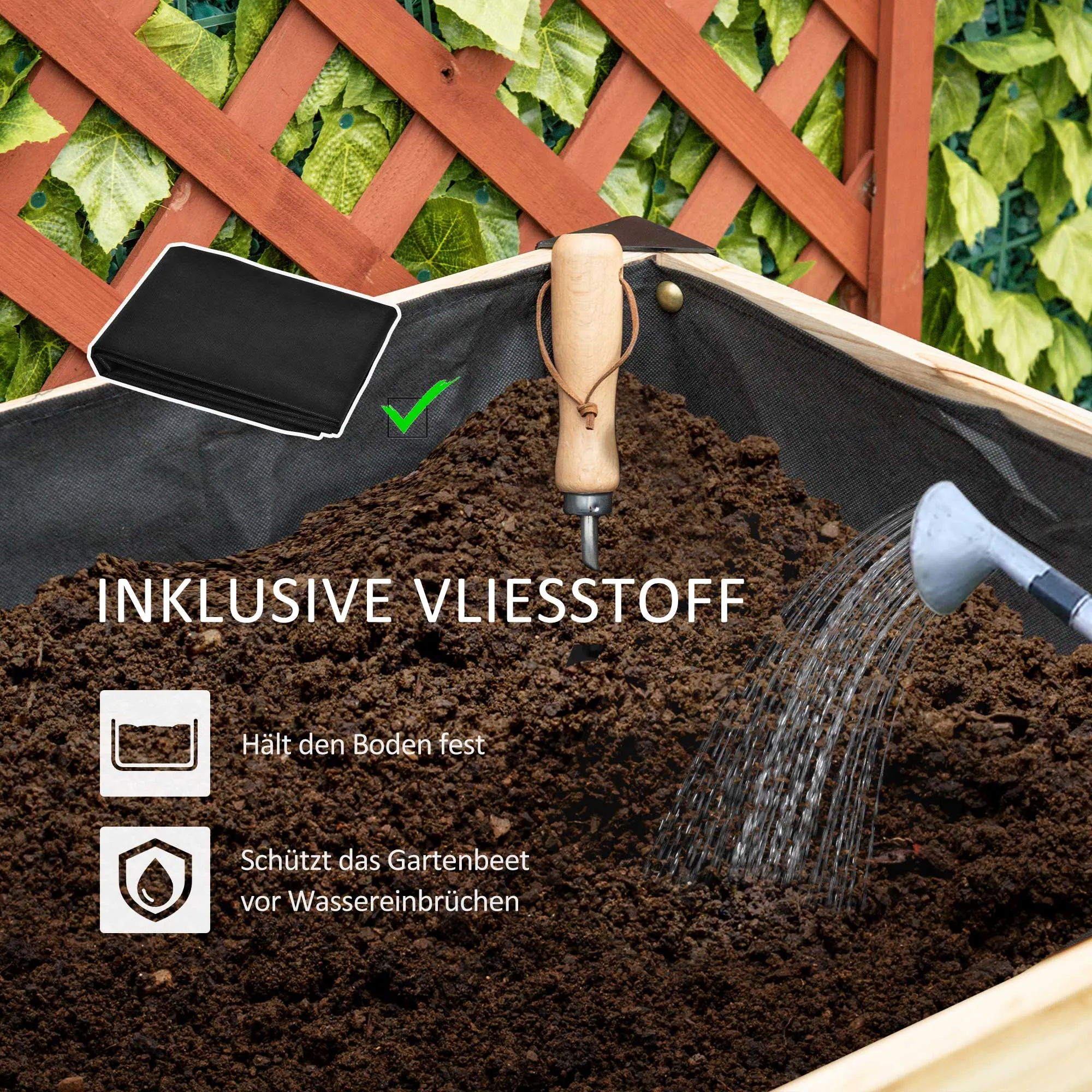Hochbeet 120L x 60B x 74H cm in Natur+Schwarz