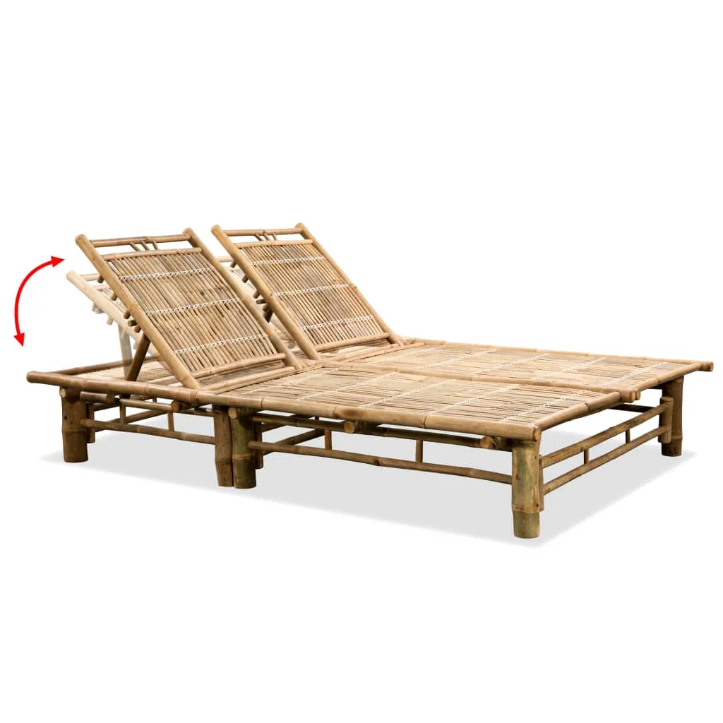 Komfortable 2-Personen-Sonnenliege aus Massivholz 200 x 130 x 24-87 cm