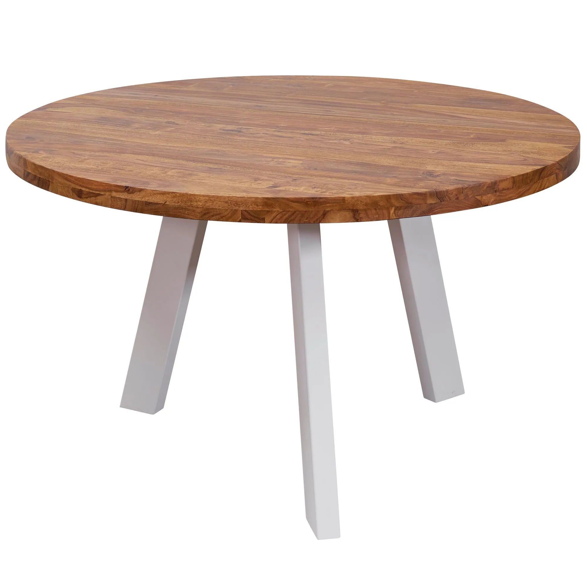 tinkaro Esszimmertisch rund AVNI Sheesham Massiv Esstisch Braun/Weiß