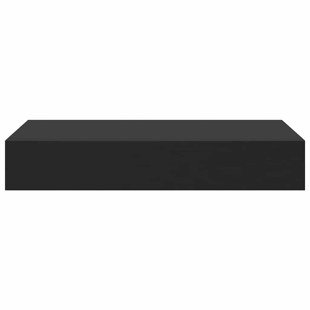 Schweberegal Schwarz 48 x 25 x 8 cm mit Schublade