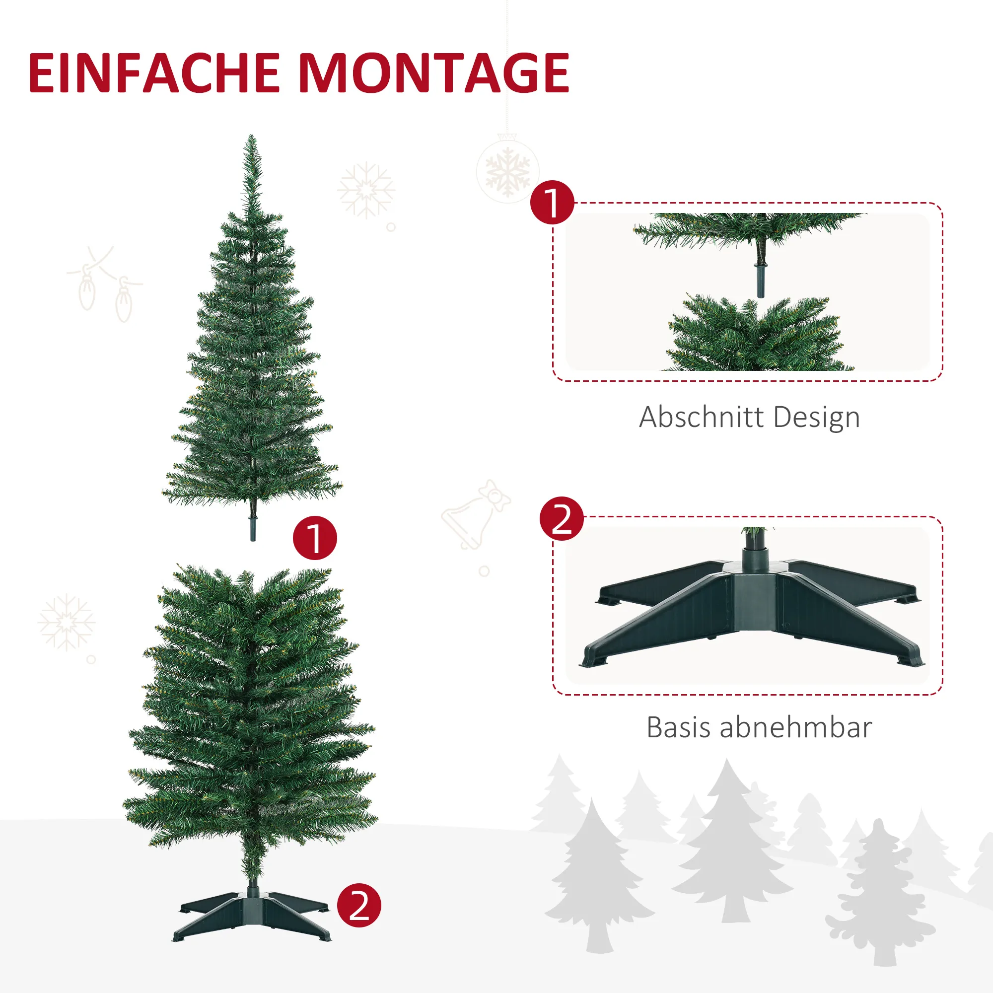 Künstlicher Weihnachtsbaum Tanne 1,5 m Kunststoff Grün mit Ständer