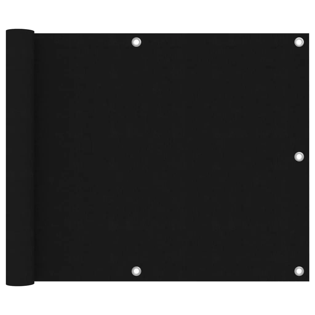 Wasserdichter Balkon-Sichtschutz 75 x 600 cm Schwarz aus Oxford-Gewebe