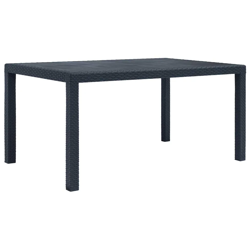 Kunststoff-Gartentisch Anthrazit 150 x 90 x 72 cm im Rattan-Look