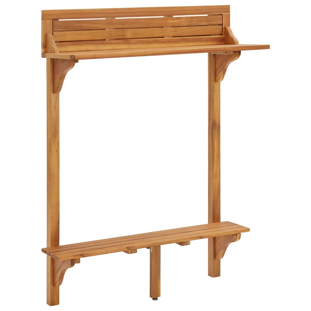 Holz-Bartisch aus Echtholz mit Metallhalterungen 90x37x122,5 cm