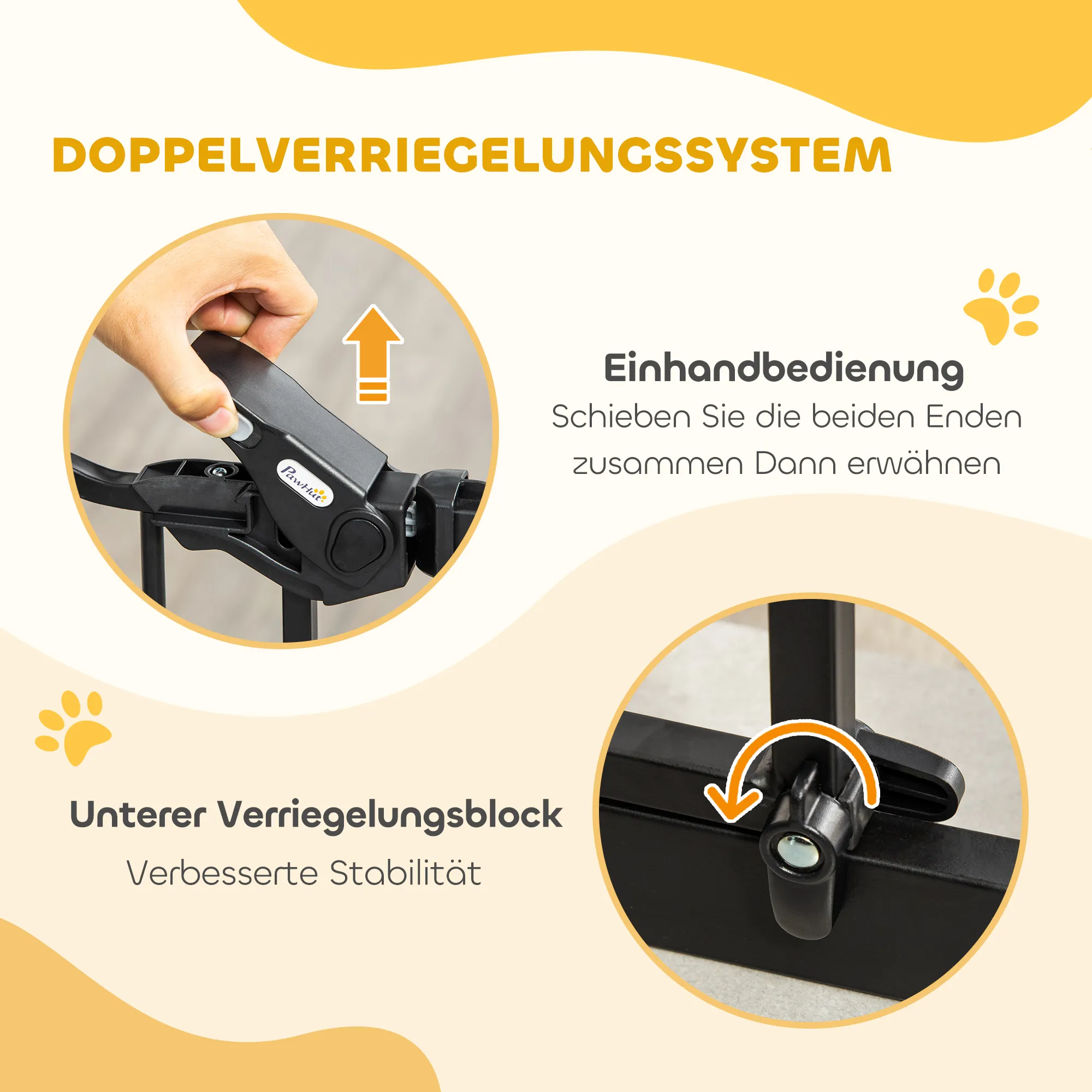 Hunde Türgitter 74-80 cm Schwarz aus Stahl, 104 cm hoch