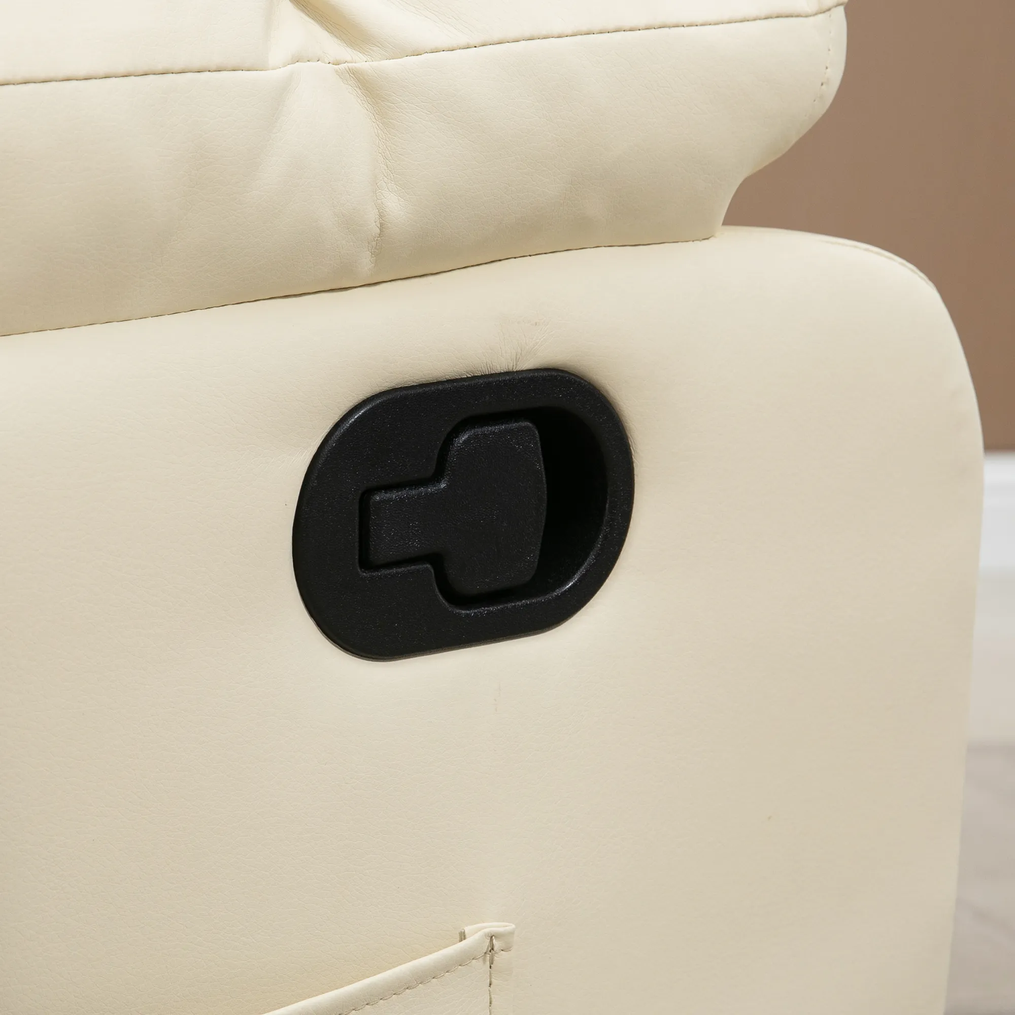 Massagesessel, Relaxsessel, 8 Vibrationspunkte, Liegefunktion, Kunstleder, cremeweiß, 94x99x99cm