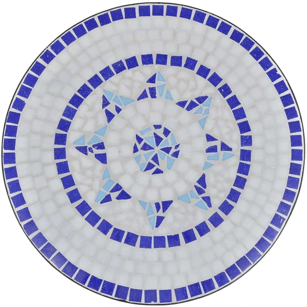 Mosaiktisch 60x70 cm Blau/Weiß mit pulverbeschichtetem Eisengestell