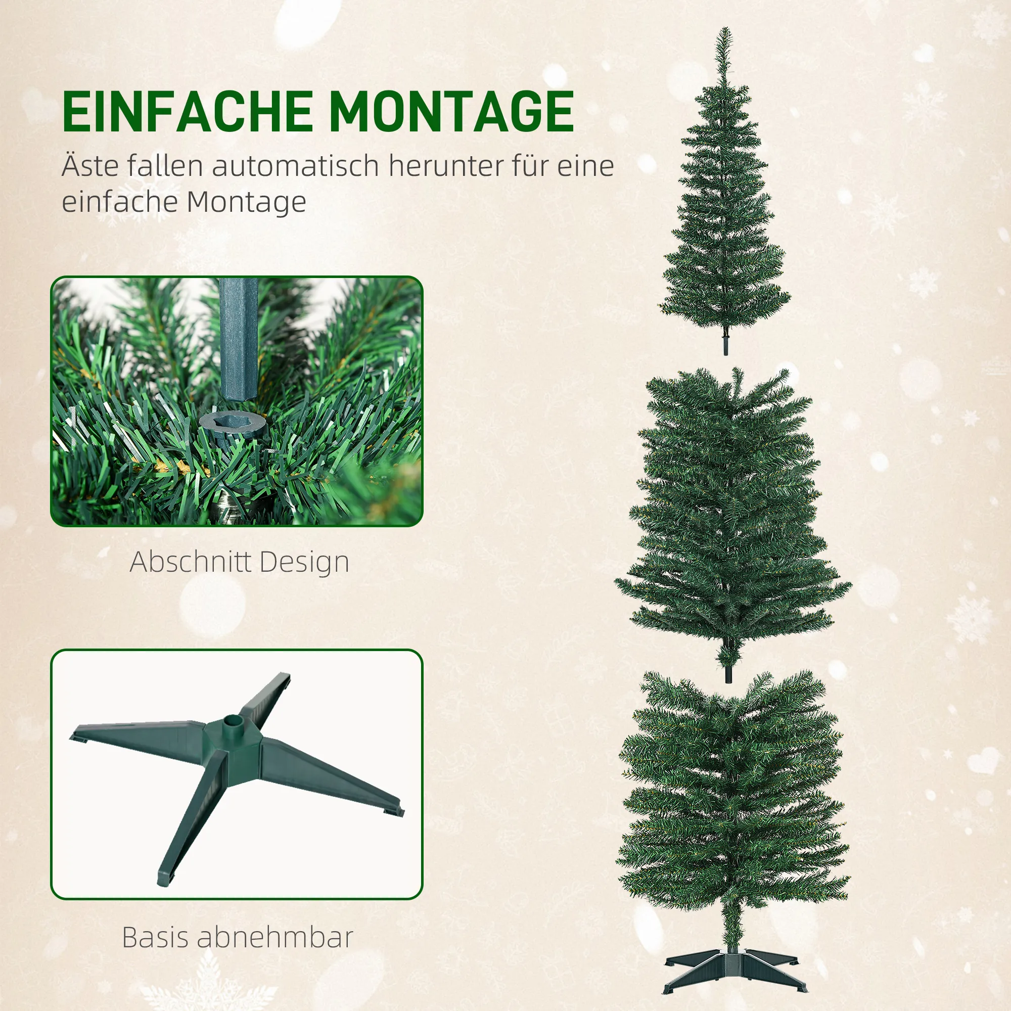 Künstlicher Weihnachtsbaum Tanne 2,1 m Kunststoff Grün mit Ständer