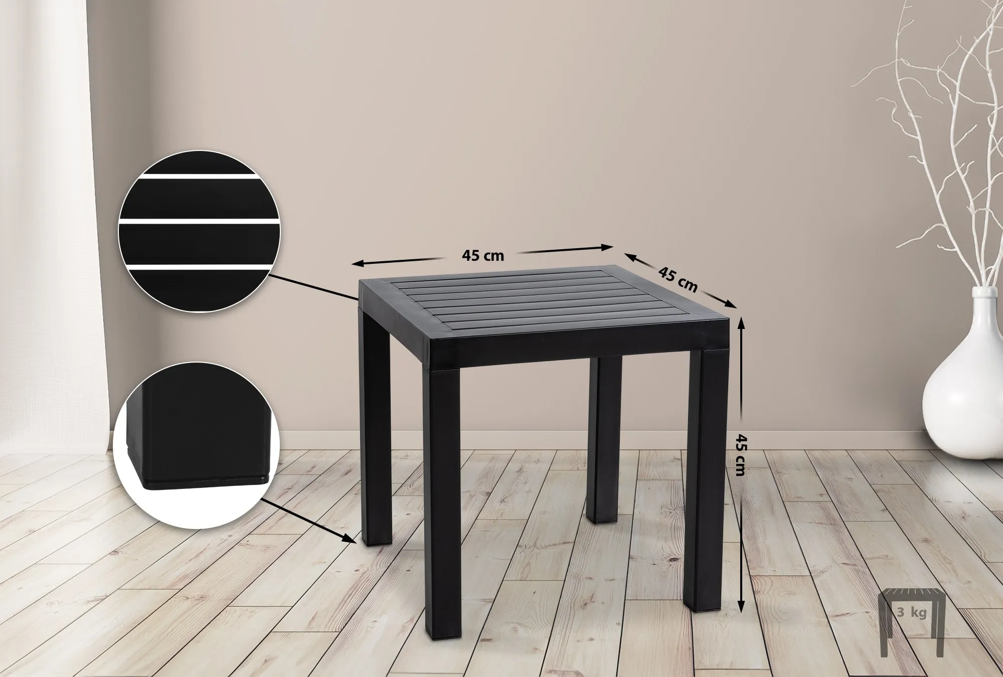 Beistelltisch Ocean 45x45x45 cm schwarz