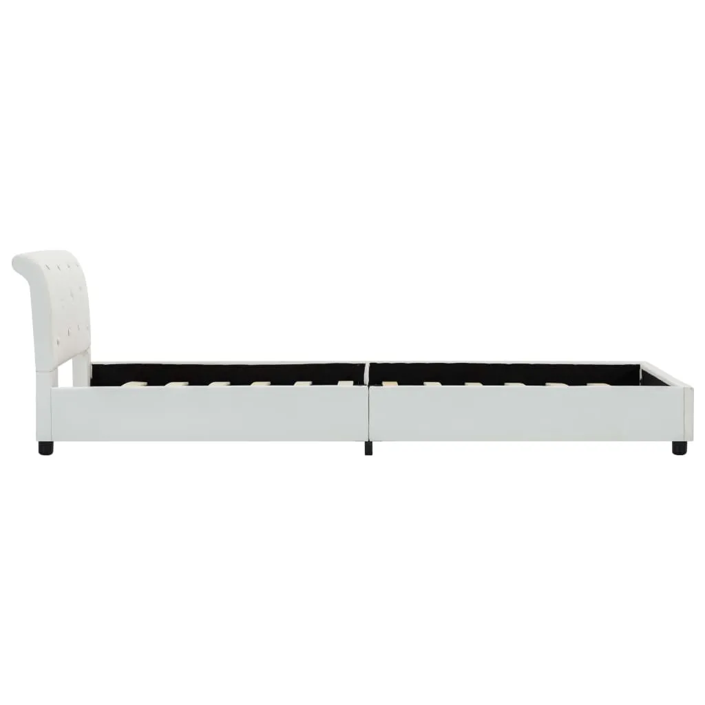 Klassischer Bettrahmen Weiß 212x94x64 cm aus Massivholz und Stahl